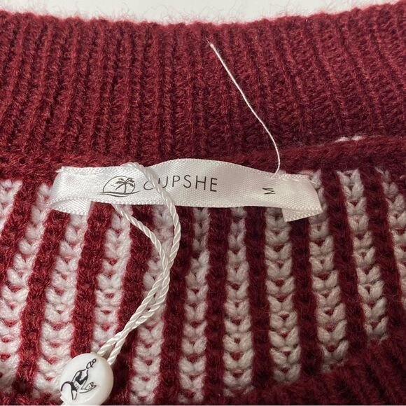 NWT Cupshe Striped Burgundy & White Knit Sweater Tunic / Dress Women's Size M - Picture 8 of 16